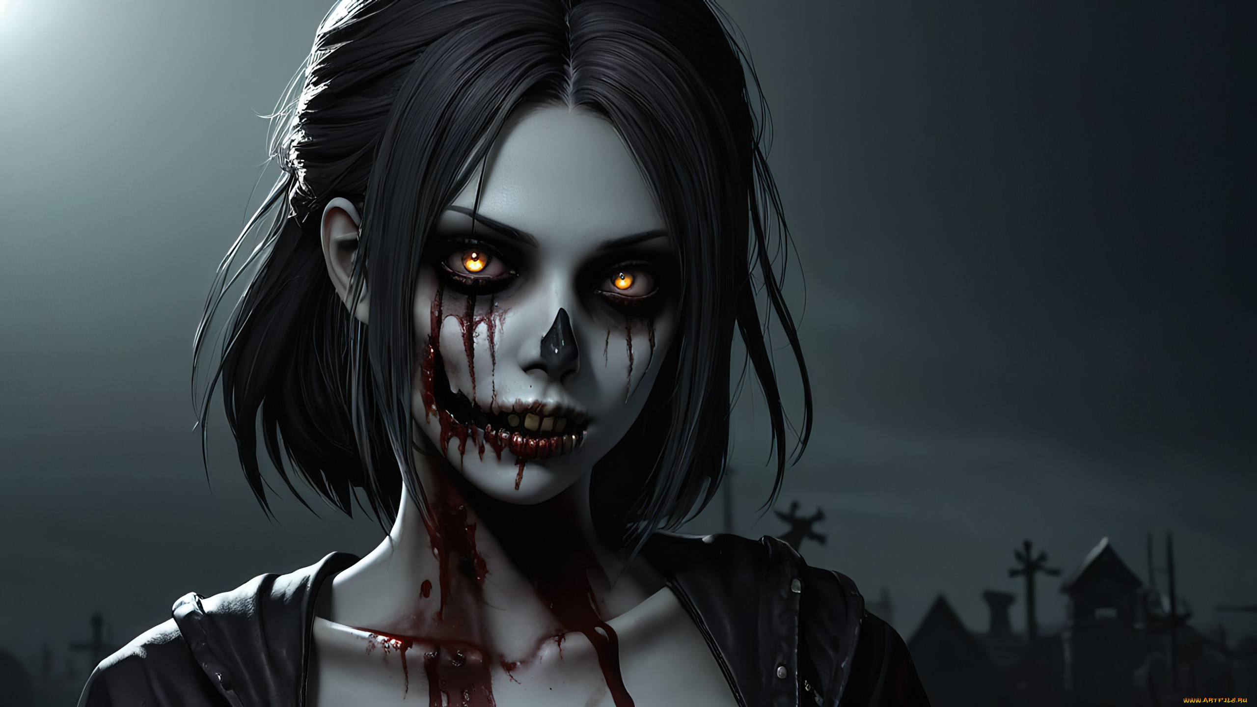 zombie girl 02 - by biovolkvk, 3 ,  , horror, , , , , hd